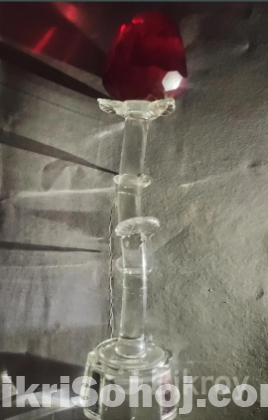 সুন্দর ক্রিস্টাল গ্লাস লাল গোলাপ